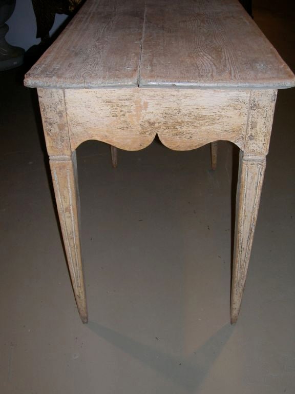 Wood 18th Century Swedish Table with Carved Apron
