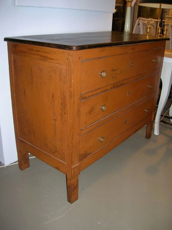 French 19th Century Ochre Painted Chest of Drawers