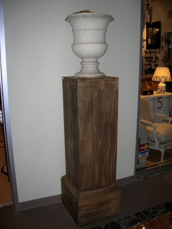 Contemporary Pair of Tall Rustic Wooden Pedestals For Sale