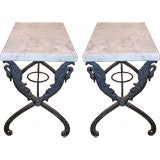 Pair of cast iron swan consoles