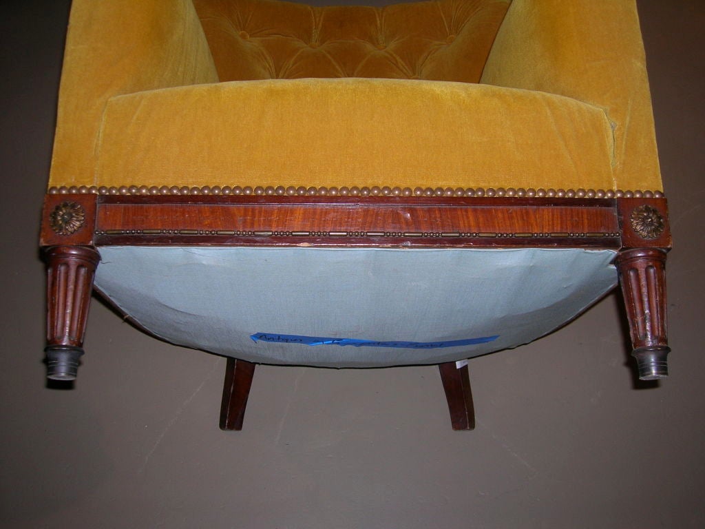 Brass 19th Century Tufted Club Chair