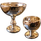 Pair of Mercury glass compotes