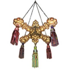 19th Century Giltwood Chandelier with Tassels 10