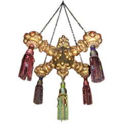 19th Century Giltwood Chandelier with Tassels