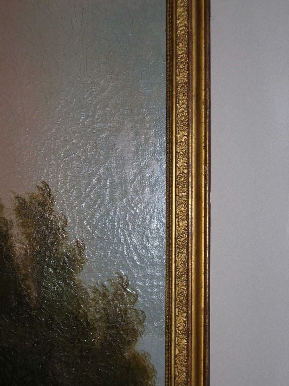 French 19th Century Trumeau Oil Painting with Mirror For Sale