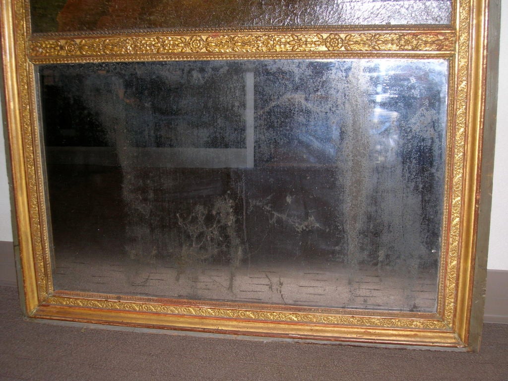 Glass 19th Century Trumeau Oil Painting with Mirror For Sale