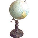 Antique Small terrestrial globe on ebonizied base