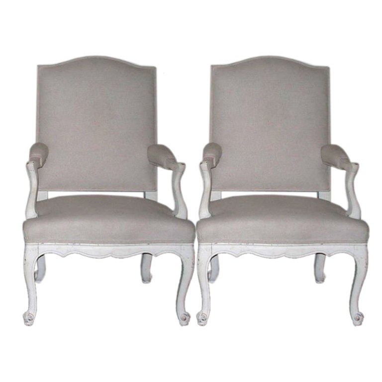 Pair of 19th Century Louis XV Style Bergere Armchairs