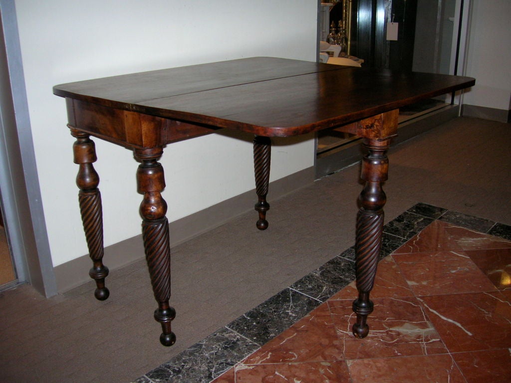 Wood Mahogany card table with rope turned legs