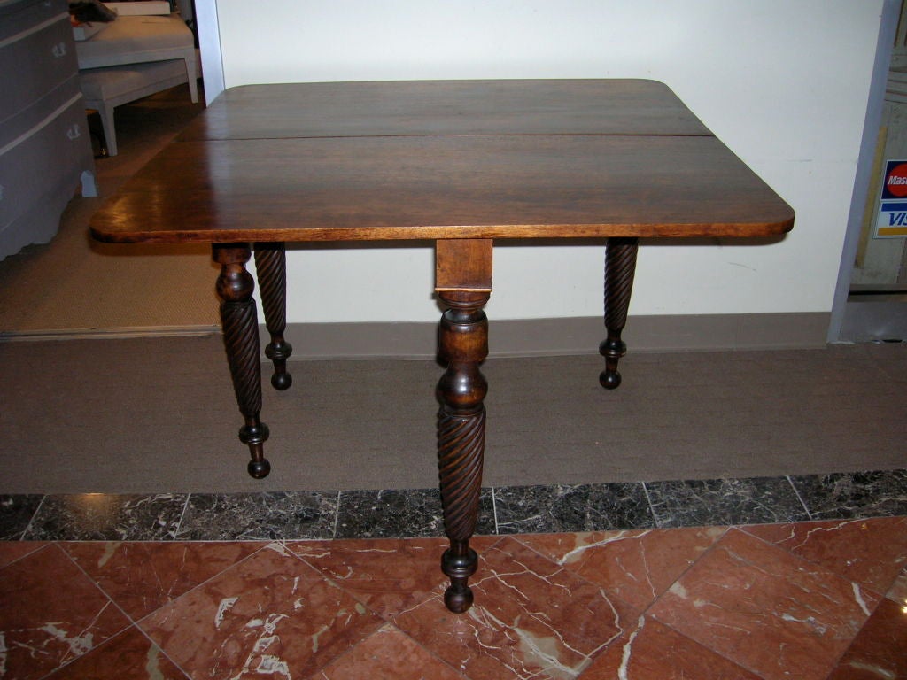 19th Century Mahogany card table with rope turned legs
