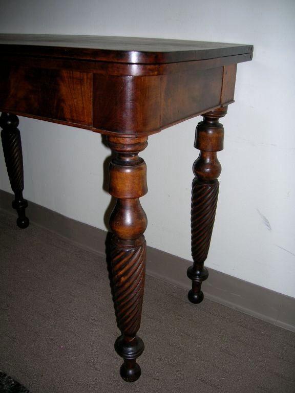 American Mahogany card table with rope turned legs