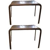 Pair of industrial riveted console tables