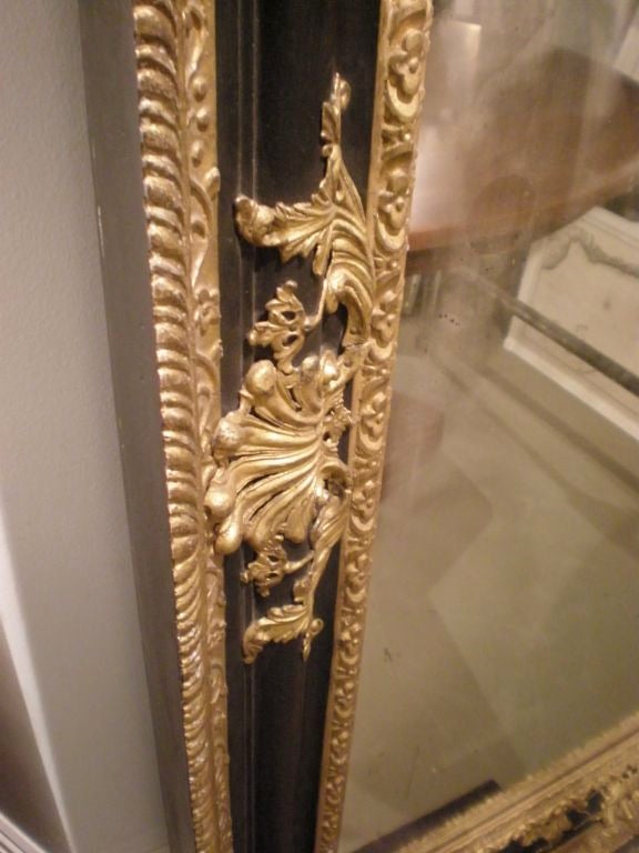 Brass 19th Century Dutch Ebonized Mirror For Sale