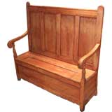 Antique Orange pine paneled bench