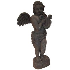 19th Century Carved Angel with Lyre