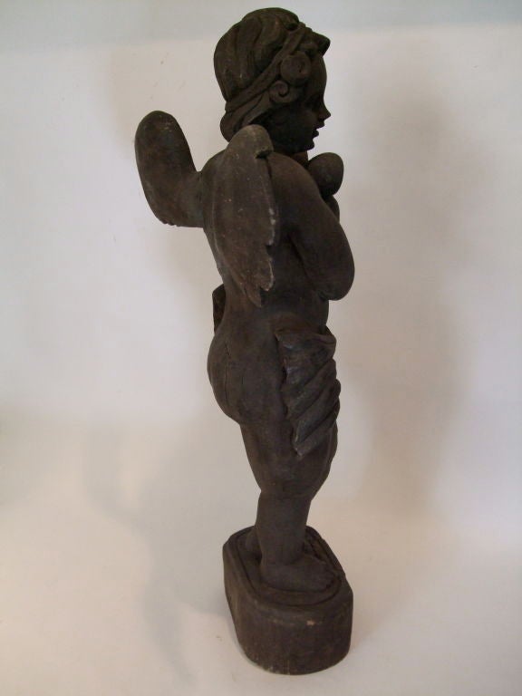 19th Century Carved Angel with Lyre In Excellent Condition For Sale In Boston, MA
