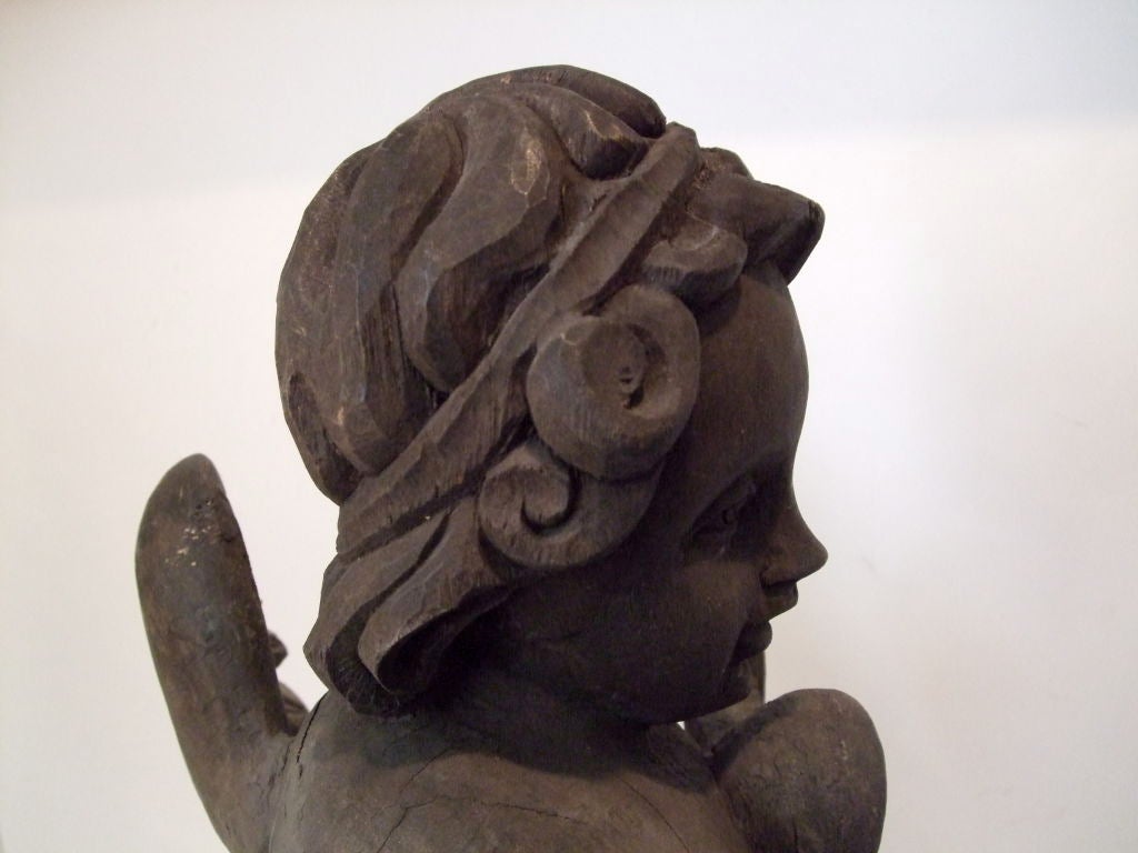19th Century Carved Angel with Lyre For Sale 2