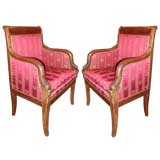 Pair of diminutive Empire arm chairs