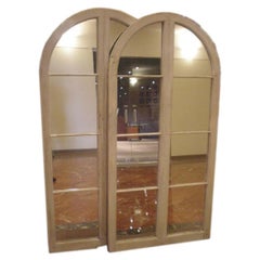 Pair of large white painted window frame mirrors