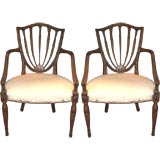 PAIR OF GEORGE III STYLE CARVED MAHOGANY ARMCHAIRS