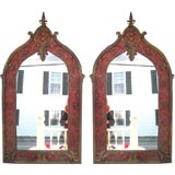 Pair of Arts and Crafts Wrought Iron and Bronze Mirrors