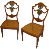 Pair Edwardian-Style Satinwood Side Chairs