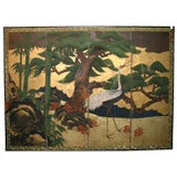 Antique 19th Century Four-Panel Japanese Screen