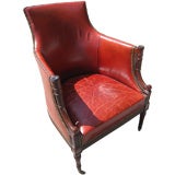 Edwardian Mahogany and Red Leather Tub Chair
