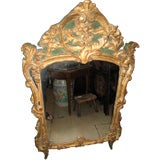 Louis XV Giltwood and Green Painted Mirror