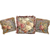 Set of Three French Needlepoint Tapestry Pillows