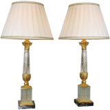 Pair of French Cut Crystal Lamps
