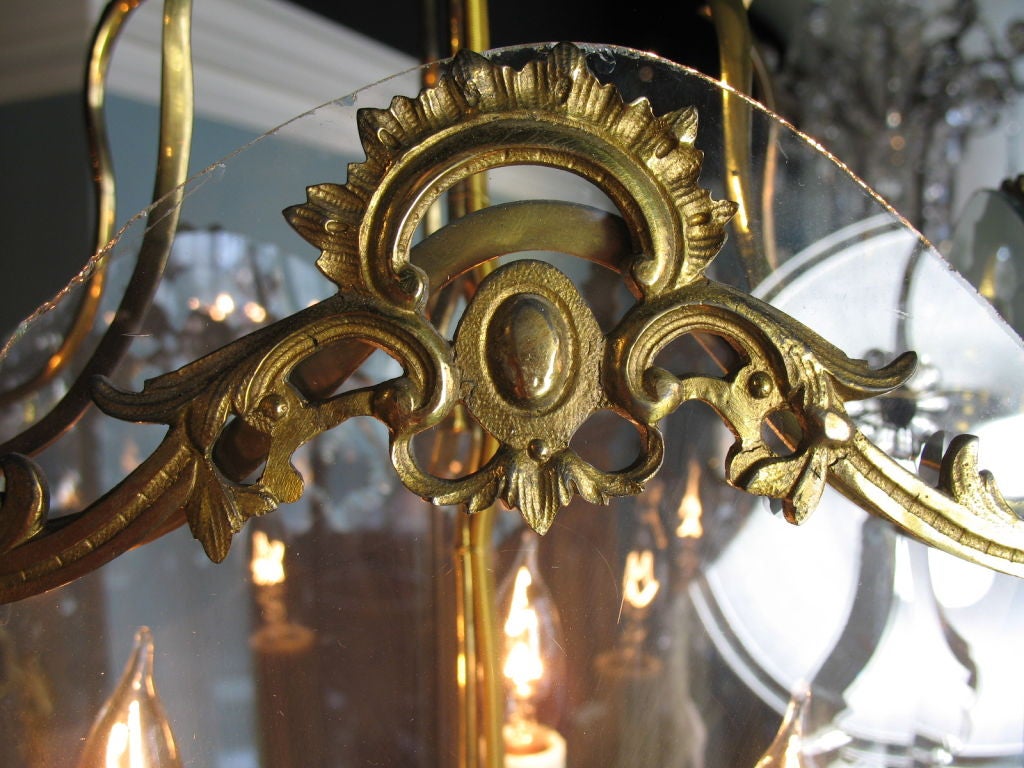 Louis XV French Gilt Bronze Lantern with Crystals For Sale