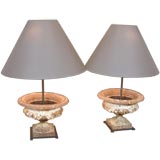 Pair of French Cast-Iron Urn Lamps 7