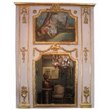 Antique Louis XVI Period Painted Trumeau Mirror