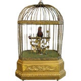 Antique Singing Mechanical Bird in Cage