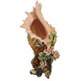 French Majolica Conch Shell