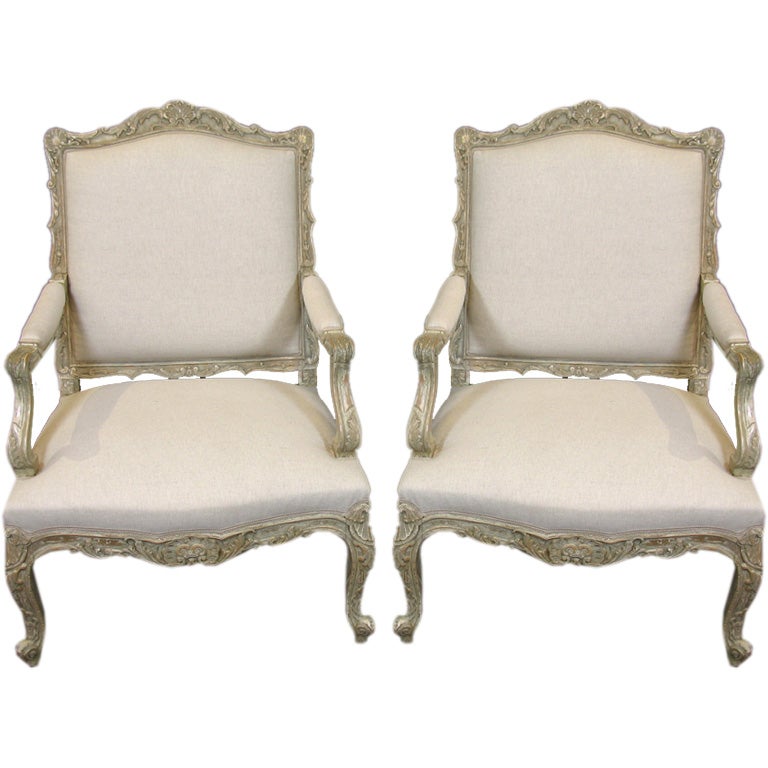 Pair of French Regence Style Fauteuils