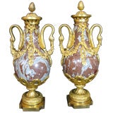 Pair of French Marble Cassolettes