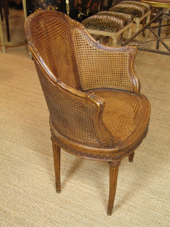 French Carved Walnut Desk Chair 2