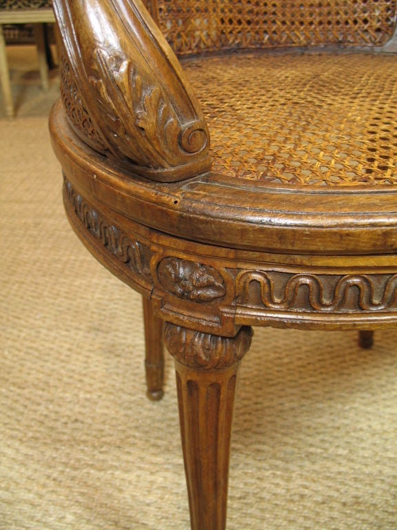 French Carved Walnut Desk Chair 6