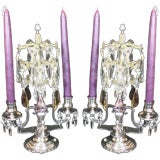 Pair of Bagues Silvered-Bronze and Crystal Girandoles