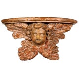 French Carved Wooden Angel Console