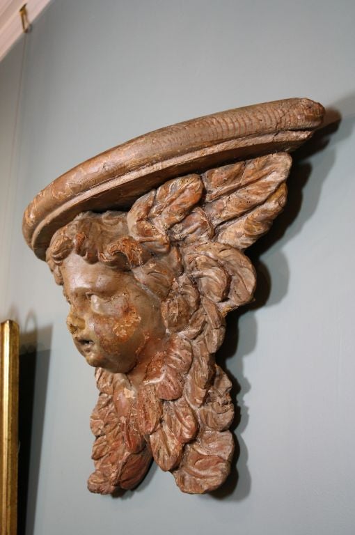 French Carved Wooden Angel Console 1