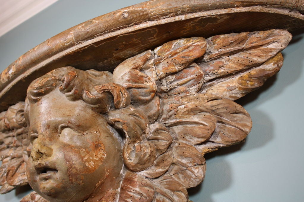 French Carved Wooden Angel Console 3