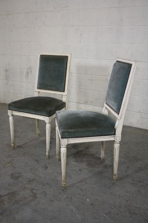 French Set of Six Louis XVI Style Painted Dining Chairs