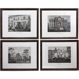 Set of Twelve Framed Engravings of Roman Fountains