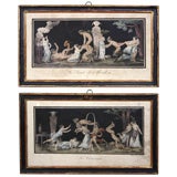 Pair of French Engravings Depicting Scenes of Game Playing