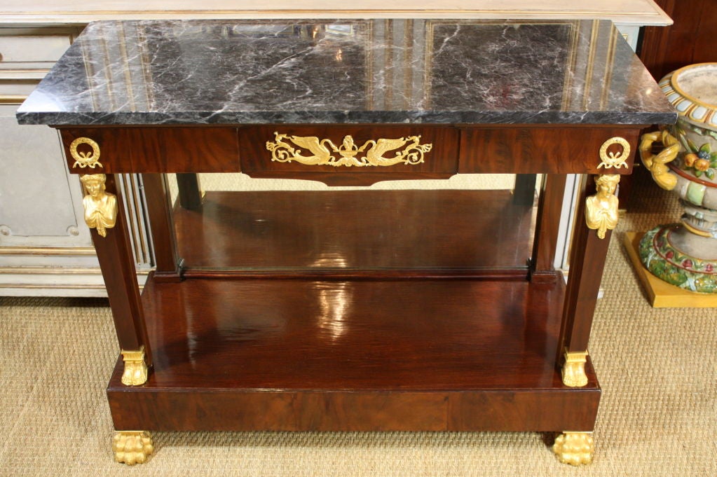 French Empire Period Console Table with Marble Top