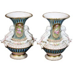 Pair of Paris Porcelain Figural Urns 8