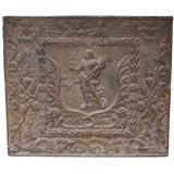 Antique French Cast-Iron Fireback with Harvest Scene